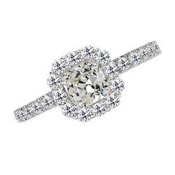 Rund & Kissen Alter Bergmann Echt Diamant Halo Ring Goldschmuck 5 Karat