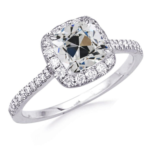 Rund & Kissen Alter Bergmann Echt Diamant Halo Verlobungsring 8.50 Karat