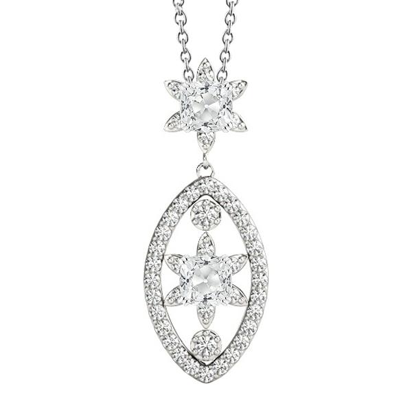 Rund & Kissen Old Mine Natürlich Diamant Anhänger 4 Karat mit Kette Gold 14K - harrychadent.ch