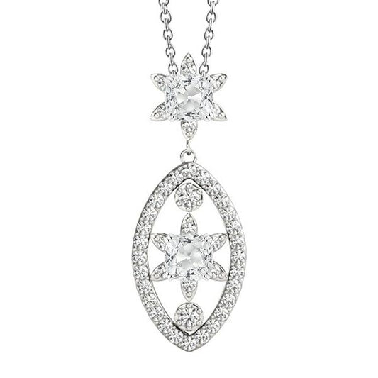 Rund & Kissen Old Mine Natürlich Diamant Anhänger 4 Karat mit Kette Gold 14K - harrychadent.ch