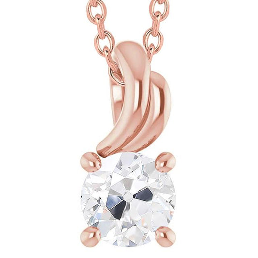 Runde Echt Diamant-Anhanger-Halskette Rosegold 14K Old Mine Cut 3.50 Karat