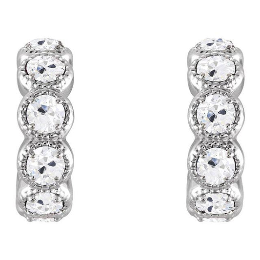 Runde Offene Creolen Mit Echt Diamanten Im Alten Minenschliff 14 Karat Milgrain