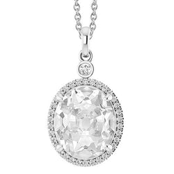 Runde & Ovale Halskette Mit Halo-Natürliche Diamant-Anhänger Aus Alter Bergmann Gold 6,50 Karat