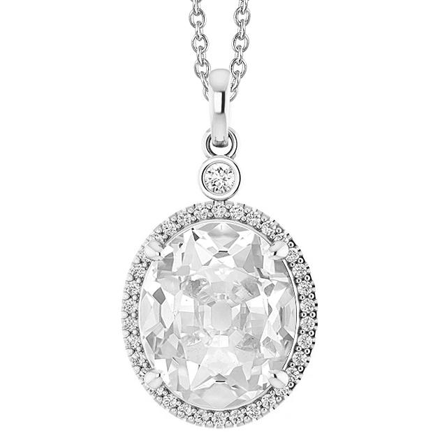 Runde & Ovale Halskette Mit Halo-Natürliche Diamant-Anhänger Aus Alter Bergmann Gold 6,50 Karat