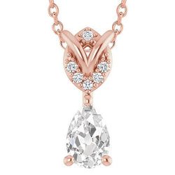 Runden & Pear Alter Bergmann Naturlich Diamant Anhänger 3.50 Karat Roségold 14K