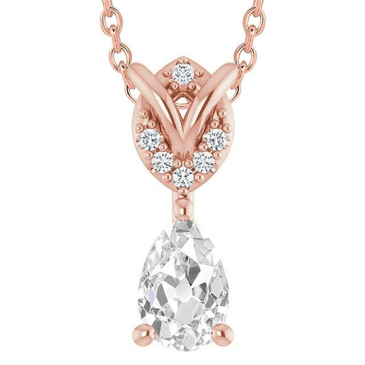 Runden & Pear Alter Bergmann Naturlich Diamant Anhänger 3.50 Karat Roségold 14K - harrychadent.ch