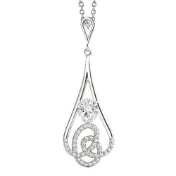 Runden & Pear Old Mine Cut 2 Karat Echt Diamant Anhänger Weißgold 14K