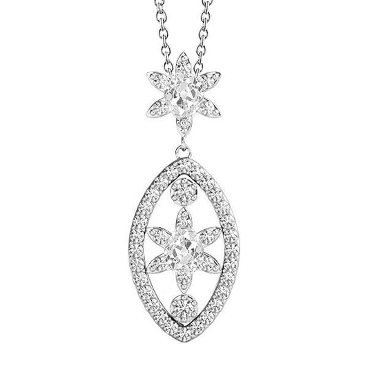 Runden & Pear Old Mine Echt Diamant Anhänger 4 Karat Mit Kette Blumenstil