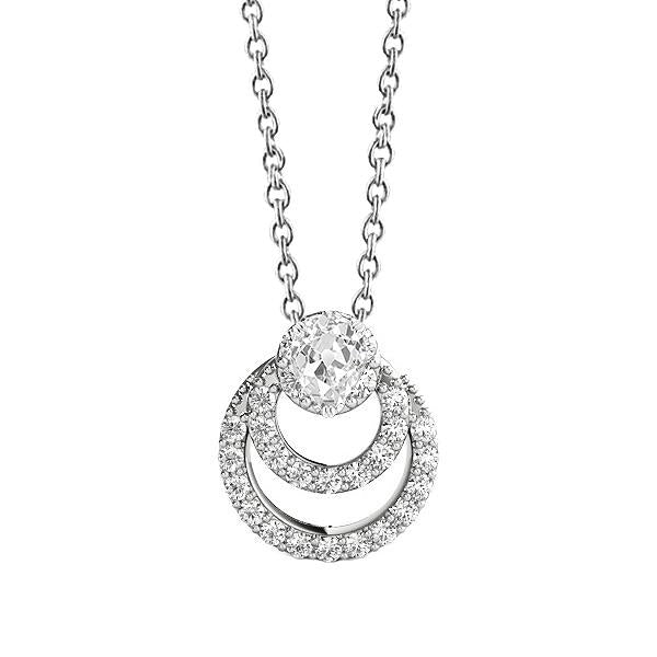 Runden & Pear Old Mine Echt Diamant Halo Circle Anhänger 2 Karat mit Kette - harrychadent.ch