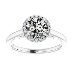 Runder Alt-Minenschliff Echt Diamant-Halo-Jubiläumsring 3,50 Karat