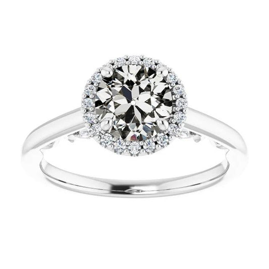 Runder Alt-Minenschliff Echt Diamant-Halo-Jubiläumsring 3,50 Karat - harrychadent.ch