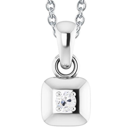 Runder Alter Bergmann 1 Karat Echt Diamant Anhänger Krappen Set Weißgold 14K