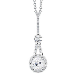 Runder Alter Bergmann 2.50 Karat Halo Echt Diamant Anhänger Weißgold 14K