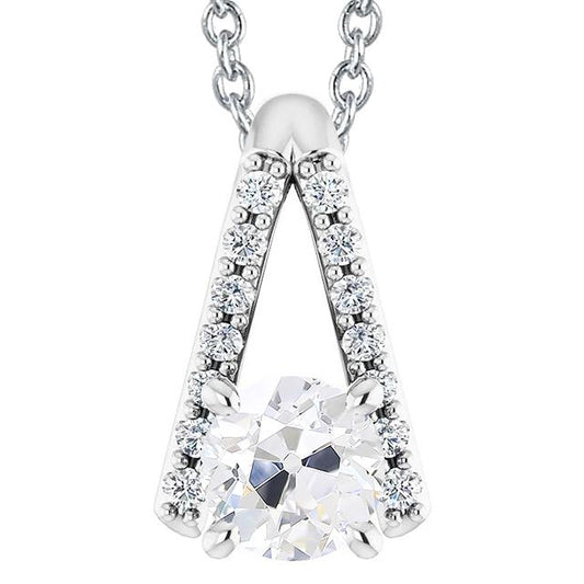Runder Alter Bergmann Echt Diamant-Anhänger Mit Kettenschlitten-Halskette 4 Karat - harrychadent.ch