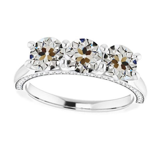 Runder Alter Bergmann Echt Diamant-Verlobungsring 4 Krappen Set 7 Karat - harrychadent.ch