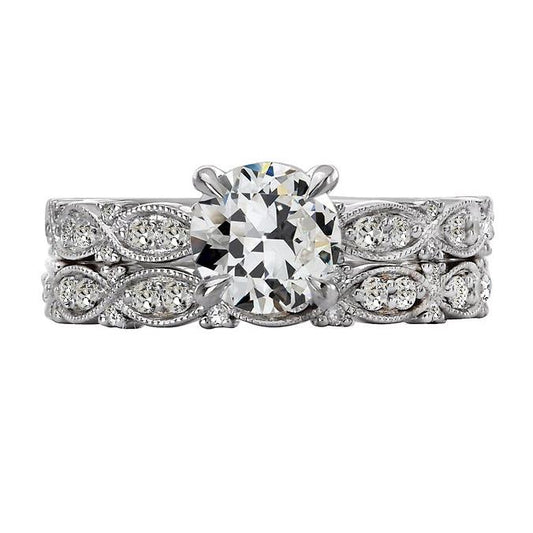 Runder Alter Bergmann Echt Diamant-Verlobungsring Im Vintage-Stil, 4 Karat