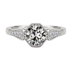 Runder Alter Bergmann Echt Diamant Damenring 14K Weißgold Schmuck 3 Karat