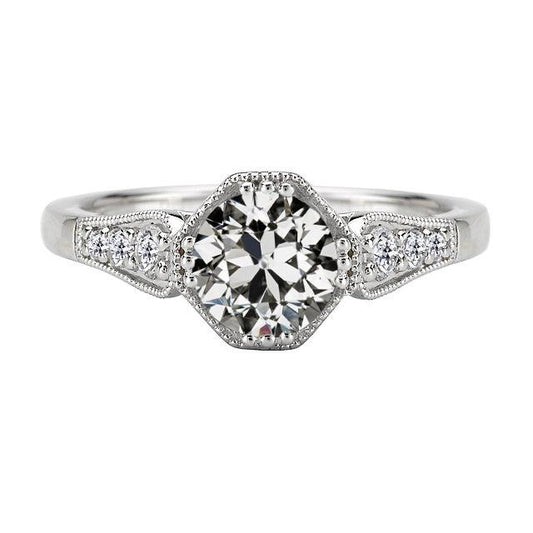 Runder Alter Bergmann Echt Diamant Damenring 14K Weißgold Schmuck 3 Karat - harrychadent.ch