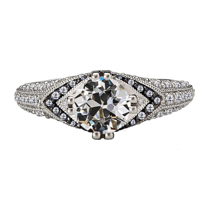 Runder Alter Bergmann Echt Diamant Ehering Schwarz-Weißgold 4 Karat - harrychadent.ch