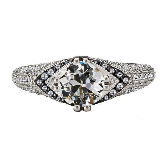 Runder Alter Bergmann Echt Diamant Ehering Schwarz-Weißgold 4 Karat - harrychadent.ch