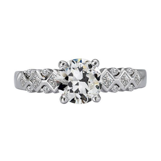 Runder Alter Bergmann Echt Diamant Fancy Ring 4 Krappen Set Gold 3,50 Karat