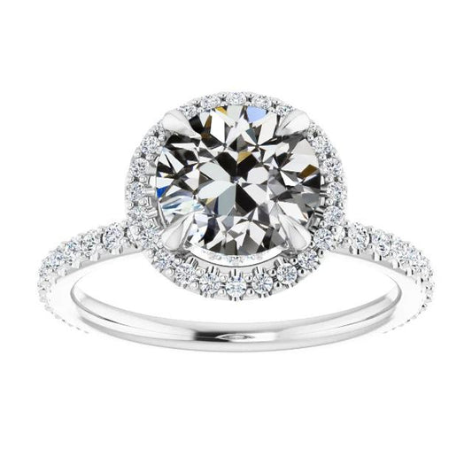 Runder Alter Bergmann Echt Diamant Halo Ehering 14K Weißgold 7 Karat - harrychadent.ch