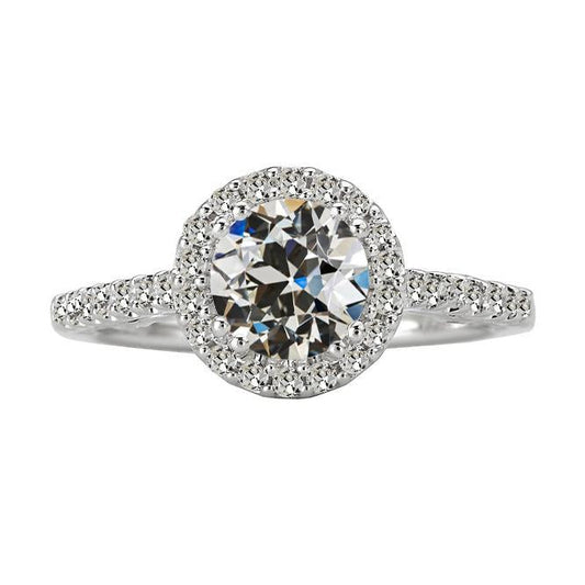 Runder Alter Bergmann Echt Diamant Halo Ring 4,50 Karat 14K Gold Krappenset