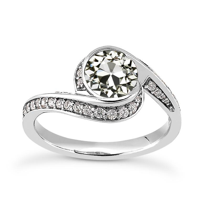 Runder Alter Bergmann Echt Diamant Halo Ring Twisted Shank Gold 4,50 Karat