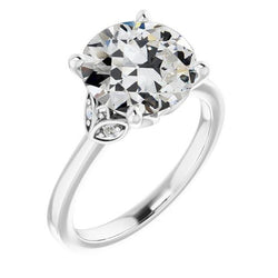 Runder Alter Bergmann Echt Diamant Jubiläumsring Blattstil 4,50 Karat