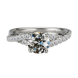 Runder Alter Bergmann Echt Diamant Jubiläumsring Twisted Shank 3.50 Karat