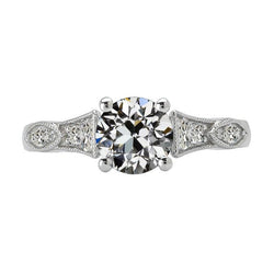 Runder Alter Bergmann Echt Diamantring 4 Karat Vintage-Stil Milgrain