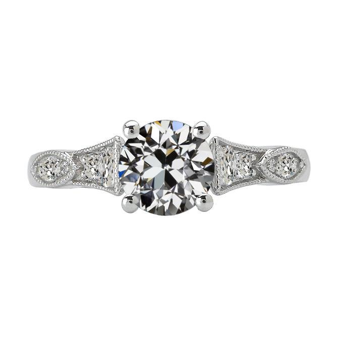 Runder Alter Bergmann Echt Diamantring 4 Karat Vintage-Stil Milgrain