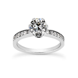 Runder Alter Bergmann Echt Diamantring Damenschmuck 14K Gold 2,50 Karat