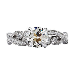 Runder Alter Bergmann Echt Diamantring Im Antiken Stil 4 Karat Milgrain Shank