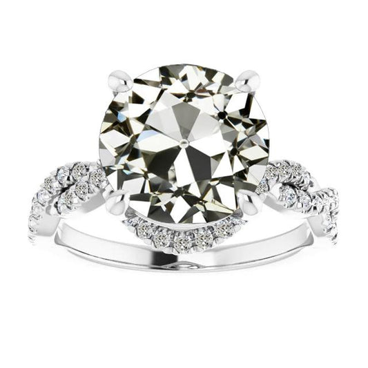 Runder Alter Bergmann Echt Diamond Verlobungsring Twisted Shank 8 Karat