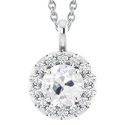 Runder Alter Bergmann Halo Damen-Naturliche Diamant-Anhänger 5 Karat Zinken-Set