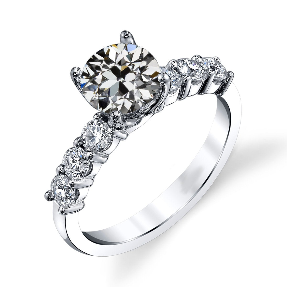 Runder Alter Bergmann Naturlich Diamant-Verlobungsring Krappenset Gold 5 Karat - harrychadent.ch