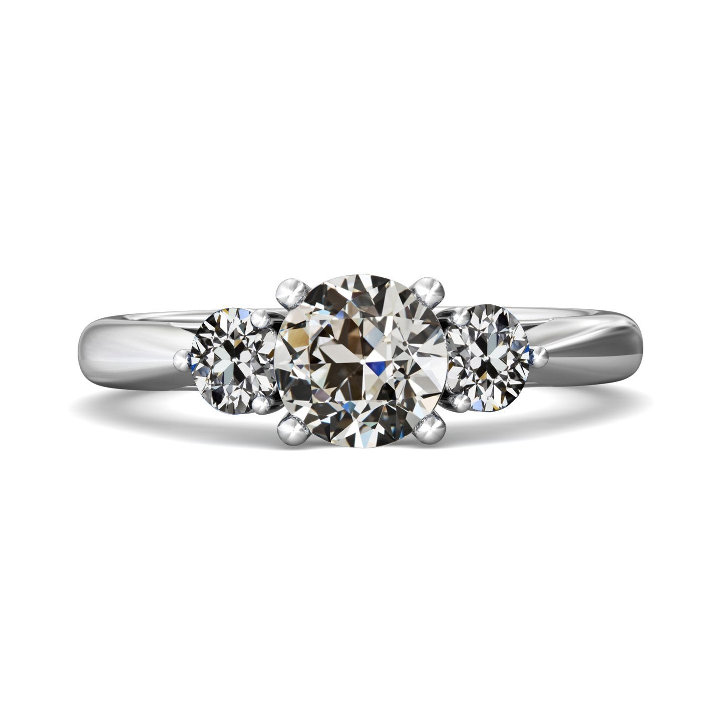 Runder Alter Bergmann Naturlich Diamant 3 Steine Ring Krappen Set 4 Karat Weißgold - harrychadent.ch