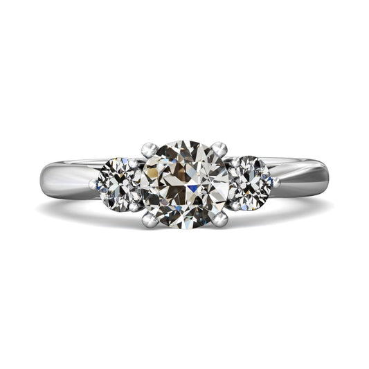 Runder Alter Bergmann Naturlich Diamant 3 Steine Ring Krappen Set 4 Karat Weißgold - harrychadent.ch