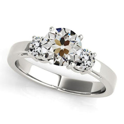 Runder Alter Bergmann Naturliche Diamant 3-Stein-Ring-Korb-Korb-Set 3,50 Karat