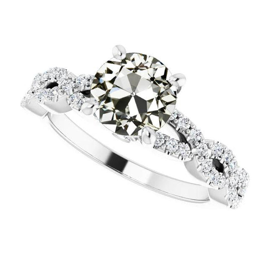 Runder alter Bergmann Diamant Ehering Twisted Shank 14K Gold 5 Karat - harrychadent.ch