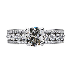Runder Alter Bergmann Natürliche Diamant Fancy Ring 4 Krappen Set Gold 7,50 Karat