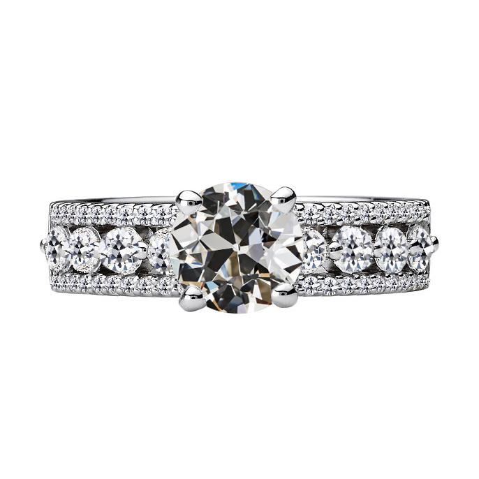 Runder Alter Bergmann Natürliche Diamant Fancy Ring 4 Krappen Set Gold 7,50 Karat