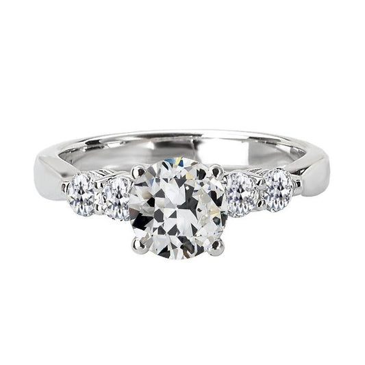 Runder Alter Bergmann Natürliche Diamant Jubiläumsring 5 Steine 6 Karat