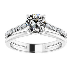 Runder Alter Bergmann Naturliche Diamant Ring Zinken Split Schaft Schmuck 3,25 Karat