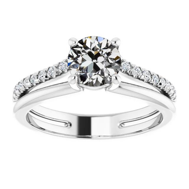 Runder Alter Bergmann Naturliche Diamant Ring Zinken Split Schaft Schmuck 3,25 Karat