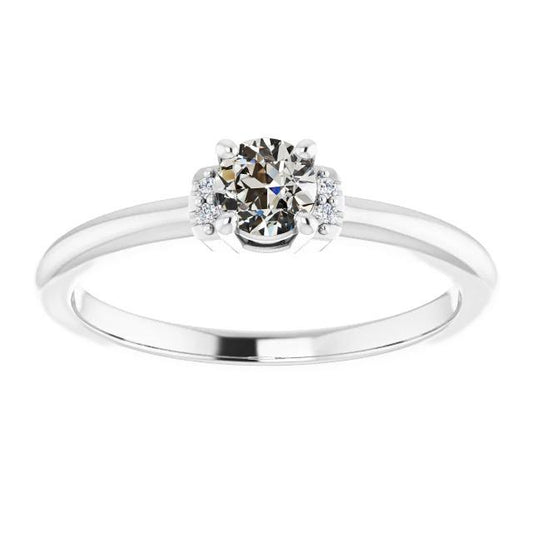 Runder Alter Bergmann Naturliche Diamantring 5 Steine Weißgold Schmuck 2 Karat