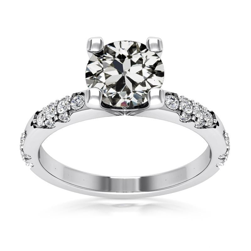 Runder Alter Bergmann Naturliche Diamantring Weißgold 4 Krappen Set 5,75 Karat