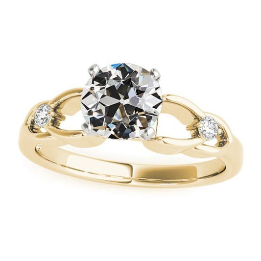 Runder Alter Bergmanns Naturliche Diamant 3 Steinring Split Shank 2 Karat Zweifarbig- harrychadent.ch