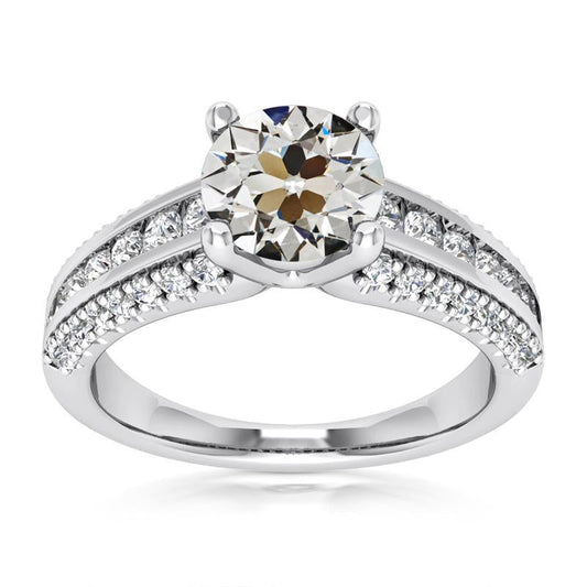 Runder Alter Minenschliff-Echt Diamant Ringkanal-Set 7 Karat - harrychadent.ch